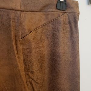Chicos Crop Straight Leg Pants Brown Suede Like Fa